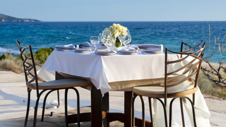 Tavolo vista mare, organizzato per viaggio di nozze in Sardegna